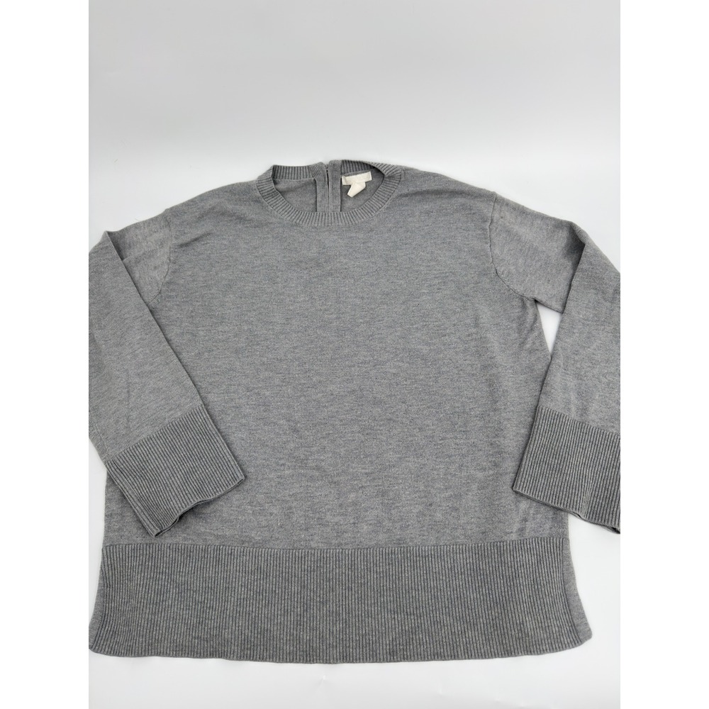 H&M Sweater Conscious Knit Back Zip Modern Women Large Gray
